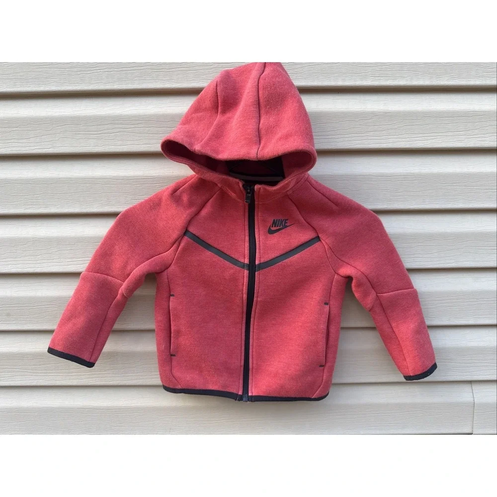 Kids Nike Tech‎ Fleece Zip Up Hoodie Sweatshirt Red Size 3T